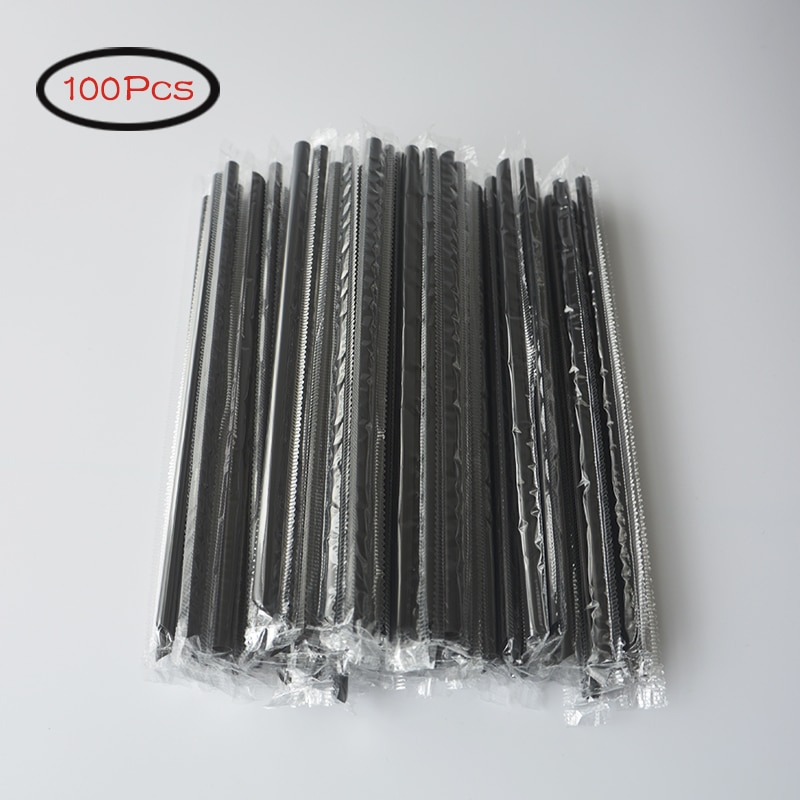 100Pcs-Black-Straw-190mm-Long-Wedding-Party-Cocktail-Supplies-Kitchen-Accessories-Disposable-Individual-Packaging-Plastic-DIY